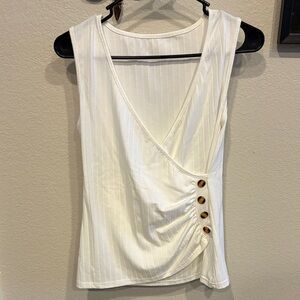 Elegant White Sleeveless Wrap Top